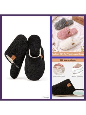 Fuzzy Memory Foam Slippers Warm Cozy Indoor House Shoes